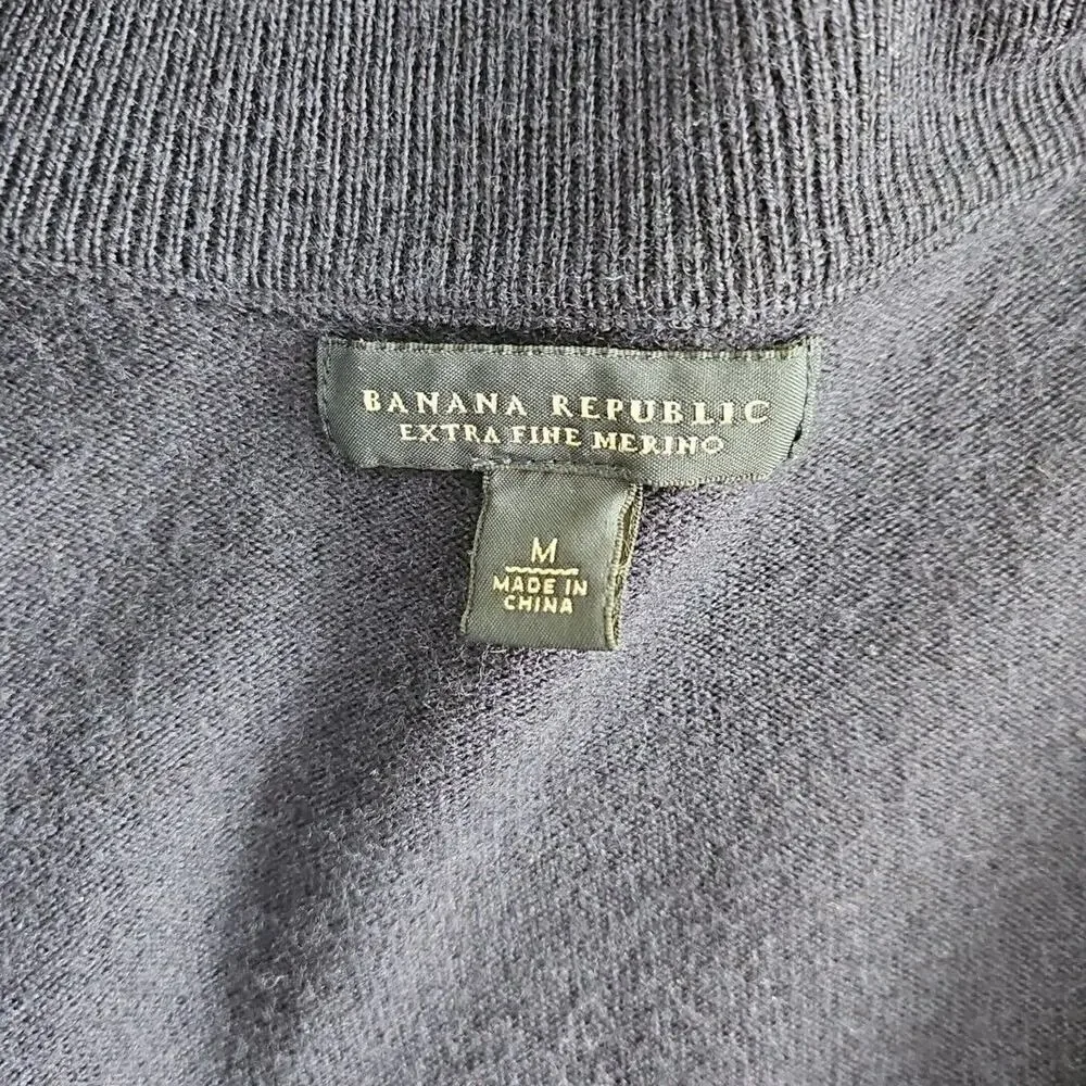 Banana Republic Men's Medium‎ 100% Extra Fine Merino Wool Zip-Up Sweater Jacket
